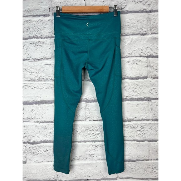 ZYIA ACTIVE‎ Women's 4 Dark Teal Floral Pocket Light n Tight Hi-Rise Legging 7/8 - Picture 3 of 6